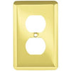 Duplex Wall Plate, 1-Gang, Stamped, Round, Polished Brass Steel