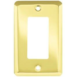 Decorator Rocker/GFI Wall Plate, 1-Gang, Stamped, Round, Polished Brass Steel