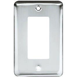 Decorator Rocker/GFI Wall Plate, 1-Gang, Stamped, Round, Polished Chrome Steel