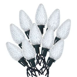 Holiday LED Light Set, C9, Cool White, Faceted, 25-Ct.