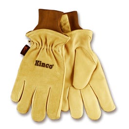 Men's Thermal-Lined Pigskin Suede Leather Gloves, Medium
