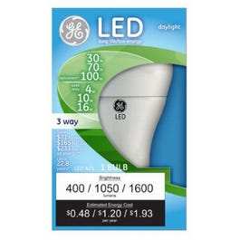 LED 3-Way Light Bulb, Daylight, 4/10/16-Watts