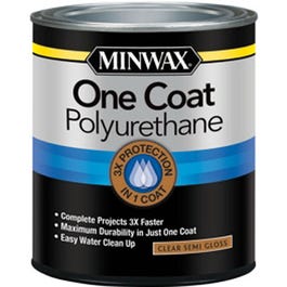 One Coat Polyurethane Finish, Crystal Clear Semi-Gloss, Qt.
