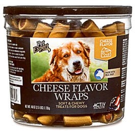 Dog Treats, Cheese Flavor Wraps, 40-oz. Tub