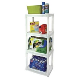 4-Shelf Shelving Unit, White Plastic, 22 x 14 x 48.25-In.