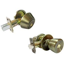 Combination Lockset, Antique Brass