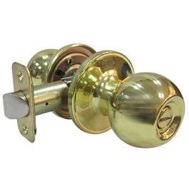Privacy Lockset, Ball-Knob Style, Polished Brass