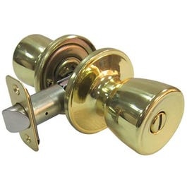 Medium Tulip-Style Knob Privacy Lockset, Polished Brass