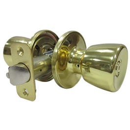 Entry Lockset, Medium Tulip-Style Knob, Polished Brass