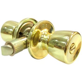 Mobile Home Privacy Lockset, Tulip-Style Knob, Polished Brass