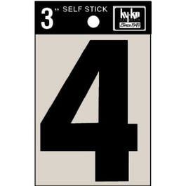 Address Numbers, "4", Black Vinyl, Adhesive, 3-In.