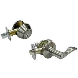 Naples Entry Lever Combo Lock Pack, Satin Nickel