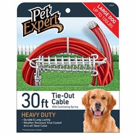 Dog Tie Out, Heavy Weight Steel Aircraft Cable, 30-Ft.