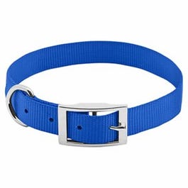 Dog Collar, Adjustable, Blue Nylon, 1 x 19 to 22-In.