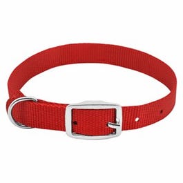 Dog Collar, Adjustable, Red Nylon, 3/4 x 17 to 20-In.