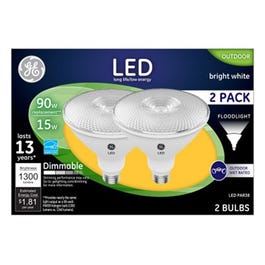 LED Flood Light Bulbs, Bright White, Clear, 1300 Lumens, 15-Watts, 2-Pk.