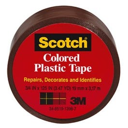 Colored Plastic Tape, Brown, .75 x 125-In.