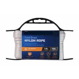 Nylon Rope, Solid Braided, White, 1/8-In. x 100-Ft.