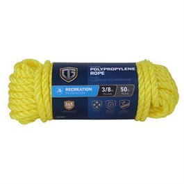Polypropylene Rope, Twisted Braided, Yellow, 3/8-In. x 50-Ft.