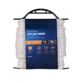 Nylon Rope, Smooth Braided, White, 3/8-In. x 50-Ft.