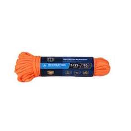 Para Cord 550 Nylon Rope, Orange, 5/32-In. x 50-Ft.