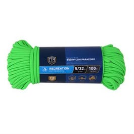 Paracord 550 Nylon Rope, Green, 5/32-In. x 100-Ft.