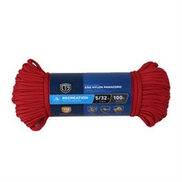 Para Cord 550 Nylon Rope, Red, 5/32-In. x 100-Ft.