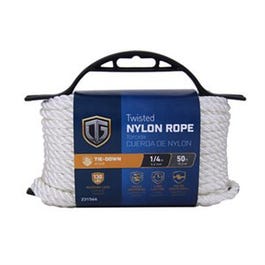 Nylon Rope, Twisted, White, 1/4-In. x 50-Ft.