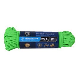 Paracord 550 Nylon Rope, Green, 5/32-In. x 50-Ft.