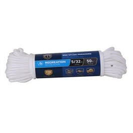 Paracord 550 Nylon Rope, White, 5/32-In. x 50-Ft.