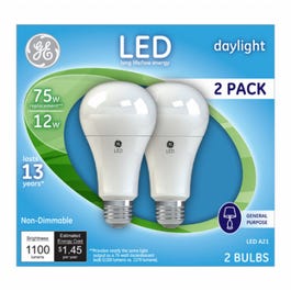 LED Light Bulbs, Daylight, 1100 Lumens, 12-Watts, 2-Pk.