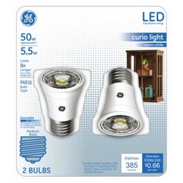 LED Spot Light Bulbs, Warm White, Clear, 385 Lumens, 5.5-Watts, 2-Pk.
