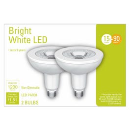 LED Outdoor Flood Light Bulbs, Bright White, Clear, 1200 Lumens, 15-Watts, 2-Pk.