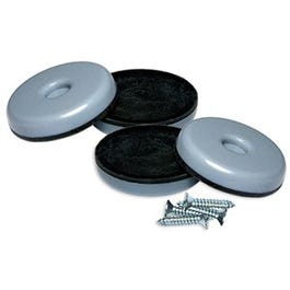 Furniture Sliders With Screws, Gray Blue, Round, 1.5-In., 4-Pk.