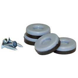 Furniture Sliders With Screws, Gray Blue, Round, 1-In., 4-Pk.
