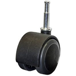 Dual Wheel Caster, Black With Gray Tread, Wood Stem, 2-In., 2-Pk.