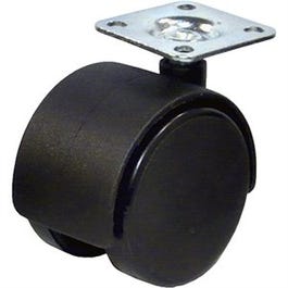 Dual Wheel Caster With Plate, Black, 2-In., 2-Pk.