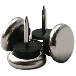Furniture Glides, Nail-On Cushioned, Nickel Metal Base, 1.25-In., 4-Pk.