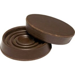 Furniture Cups, Brown Rubber, Round, 1-9/16-In. ID, 4-Pk.