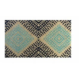 Coir Door Mat, Teal/Navy, 18 x 30-In.