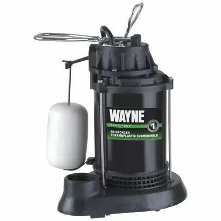 Wayne Pumps 115V Thermoplastic Submersible Sump Pump With Vertical Float Switch, 60 GPM (1/3 HP)