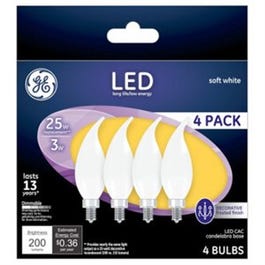 Decorative LED Light Bulbs, Frosted, Candelabra Base, 2.5-Watts, 200 Lumens, 4-Pk.