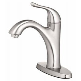 Lavatory Faucet With Plastic Pop-Up, Single Lever, Brushed Nickel