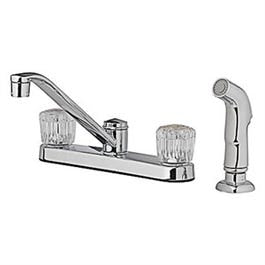Kitchen Faucet With Spray, 2 Acrylic Handles, Chrome