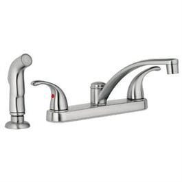Kitchen Faucet With Chrome Spray, 2 Decorative Lever Handles, Brushed Nickel
