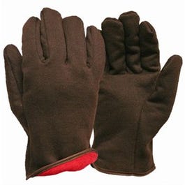 Jersey Winter Work Gloves, Brown Fleece Lined, Men's L