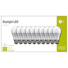 LED Light Bulbs, Frosted Daylight, 10-Watts, 760 Lumens, 10-Pk.