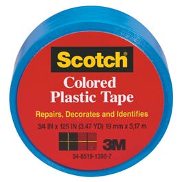 Plastic Tape, Blue, 3/4 x 125-In.