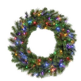 Christmas Wreath, 100 Multi-Color LED Lights, 30-In.