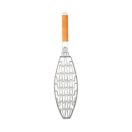 Grill Fish Basket, Flexible Non-Stick Wire, Brushed Nickel, 22-In.
